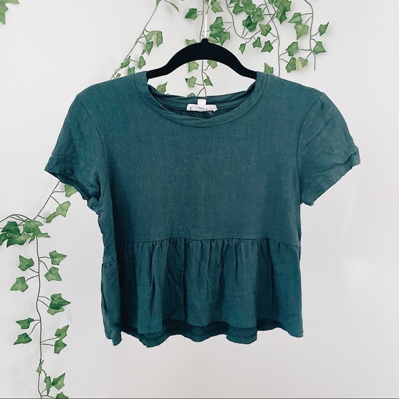 PacSun Tops - LAST CHANCE Dark Teal Peplum Short Sleeve Crop Top